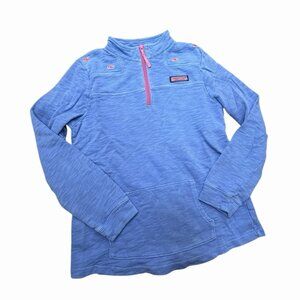 Vineyard Vines Quarter Zip Pullover Blue Pink Trim Girls Size Large 14